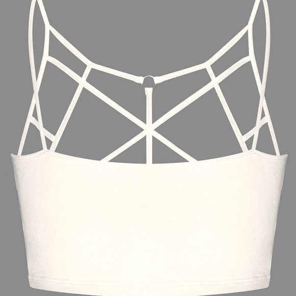 Plus Size Black or White Strappy Bralette Crop Top - Picture 2 of 8